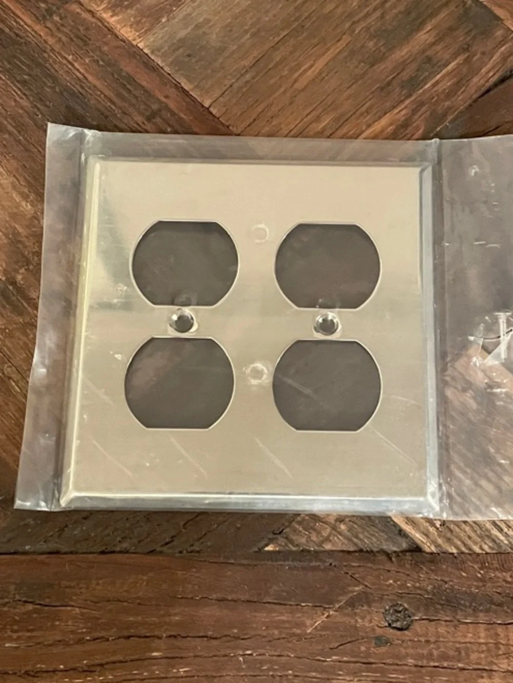 Restoration Hardware Stainless Steel Double Duplex Outlet Plate - Brushed Silver